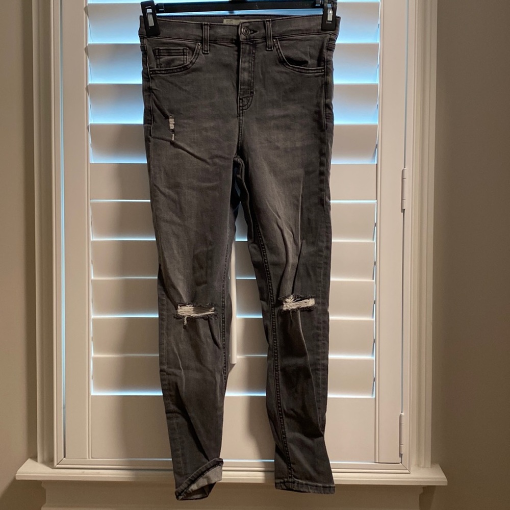 TopShop Gray Distressed Jeans
